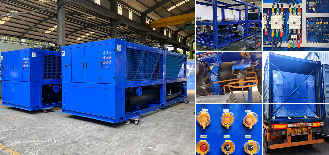 溜冰場(chǎng)的大型制冷設(shè)備,風(fēng)冷螺桿冰水機(jī)組